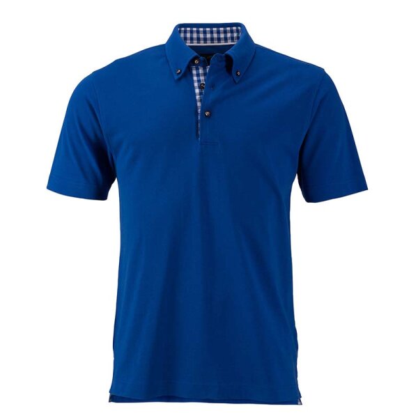 Klassisches Poloshirt im Trachtenlook | James & Nicholson royal/royal/weiß M