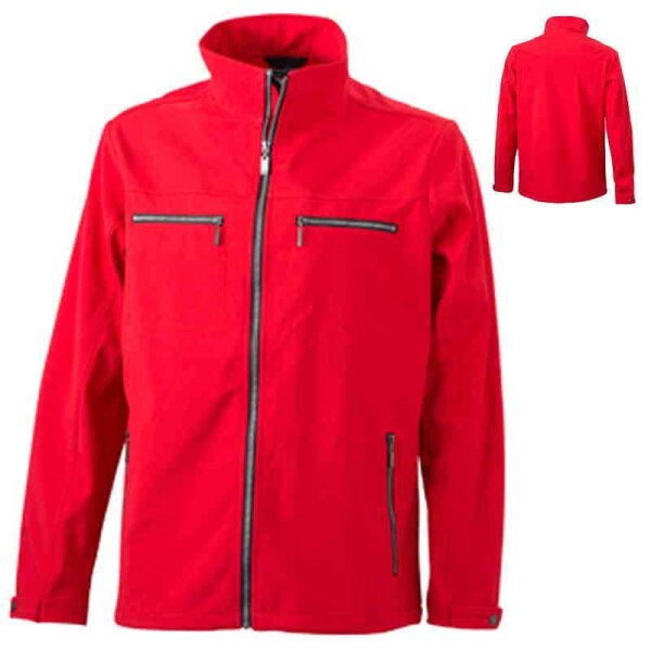 Trendige Herren Softshelljacke | James & Nicholson rot 3XL