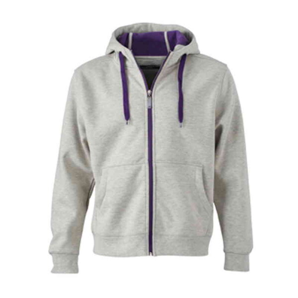 Sportiver Herren Hoodie | James & Nicholson grau/lila-3XL