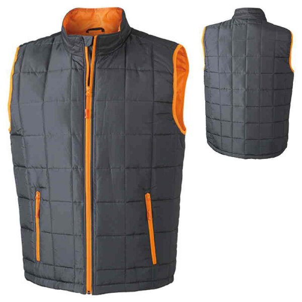 Steppweste mit Thinsulate Wattierung | James & Nicholson carbon/orange S