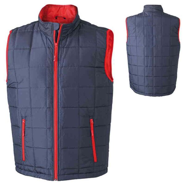 Steppweste mit Thinsulate Wattierung | James & Nicholson navy/rot XXL