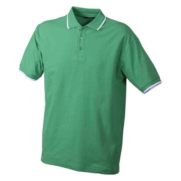 Poloshirt mit Kontraststreifen | James & Nicholson frog/weiß XL