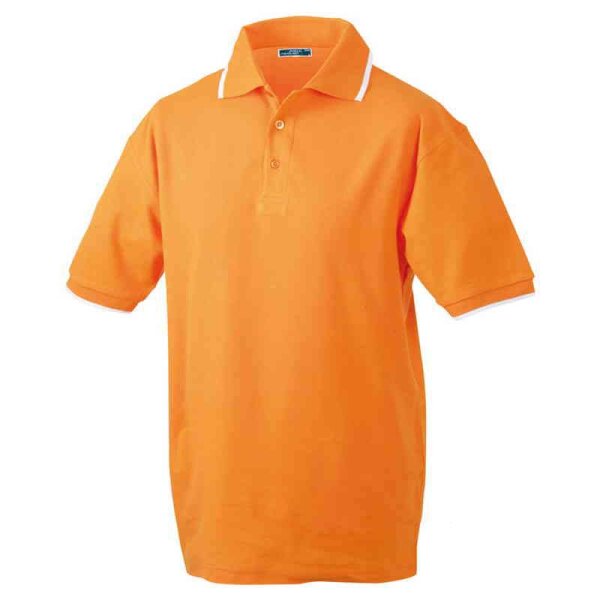 Poloshirt mit Kontraststreifen | James & Nicholson orange/weiß XXL