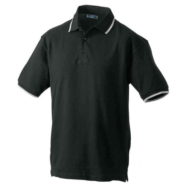 Poloshirt mit Kontraststreifen | James & Nicholson schwarz/silber M