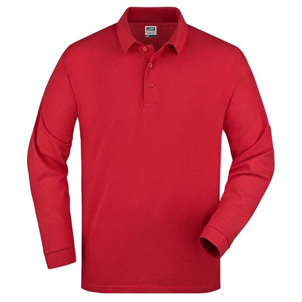 Herren langarm Poloshirt | James & Nicholson rot XL