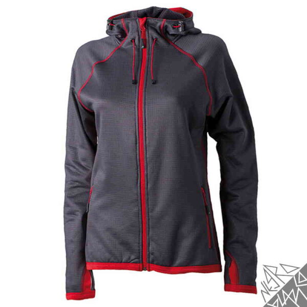 Damen Fleece Hoodie | James & Nicholson carbon/rot XXL