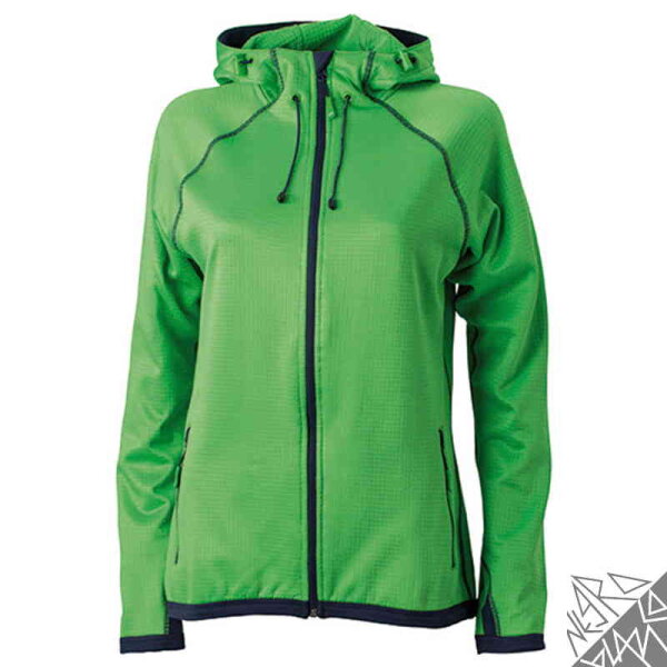 Damen Fleece Hoodie | James & Nicholson grün/navy S