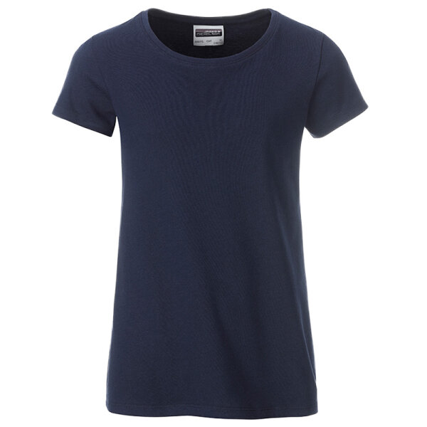Kinder T-Shirt für Mädchen | James & Nicholson navy-122/128 (M)
